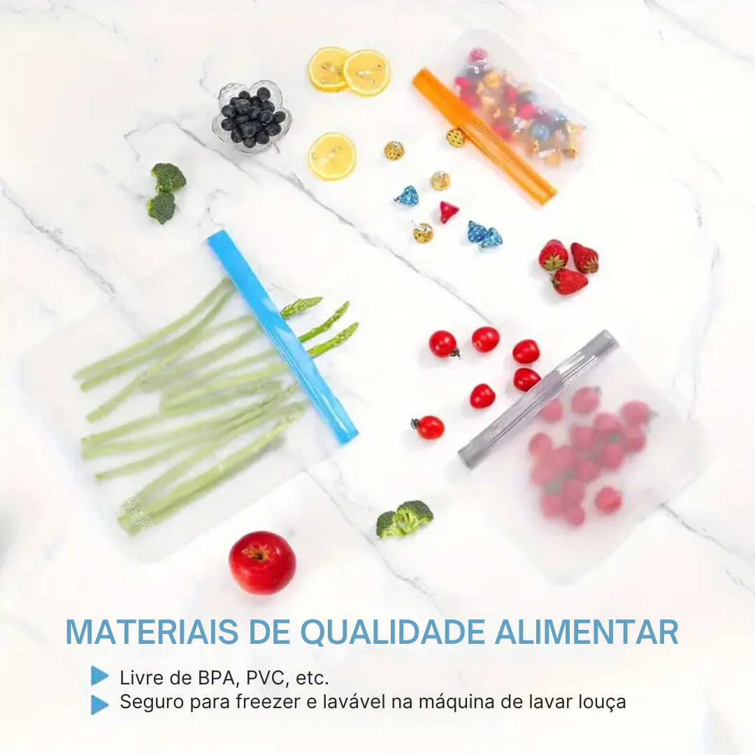 EcoZip FoodSaver - Armazenamento Seguro e Sustentável para Seus Alimentos!