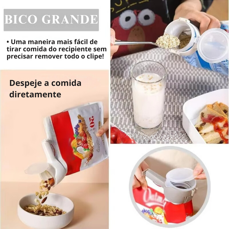 Kit Clipes de Vedação para Alimentos - Reutilizáveis com Bico Devolução