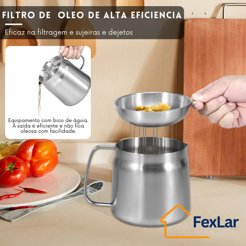 Fritador com Filtro de Óleo Inox – Ideal para Frituras e Armazenamento