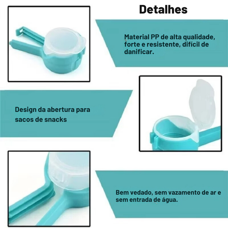 Kit Clipes de Vedação para Alimentos - Reutilizáveis com Bico Devolução