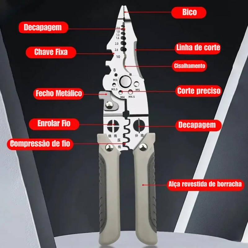 Alicate Profissional para Decapagem e Corte de Cabos