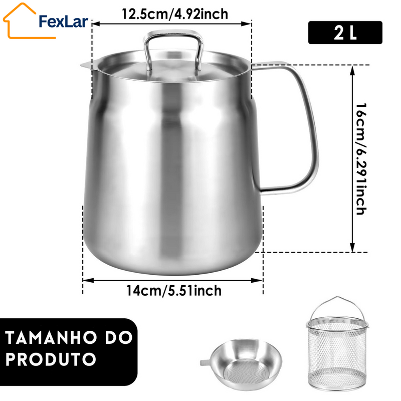 Fritador com Filtro de Óleo Inox – Ideal para Frituras e Armazenamento