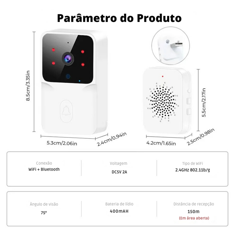 Campainha Smart com Câmera e Áudio Bidirecional