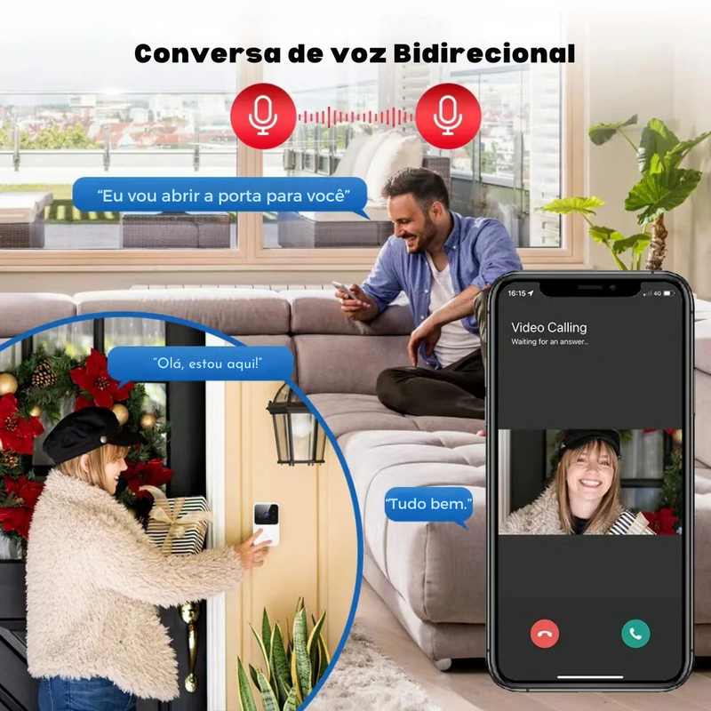 Campainha Smart com Câmera e Áudio Bidirecional