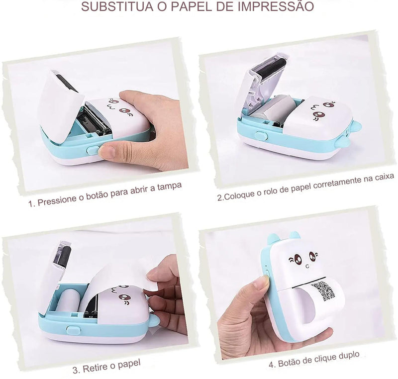 Mini Impressora Portátil Sem Fio Bluetooth: Imprima a Qualquer Momento e em Qualquer Lugar!