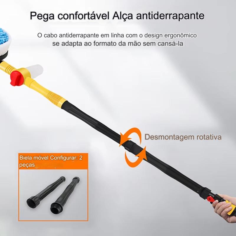 Escova de Limpeza Rotativa Airaj – Escova de Lavagem Automática com Cabo Longo e Espuma de Alta Performance