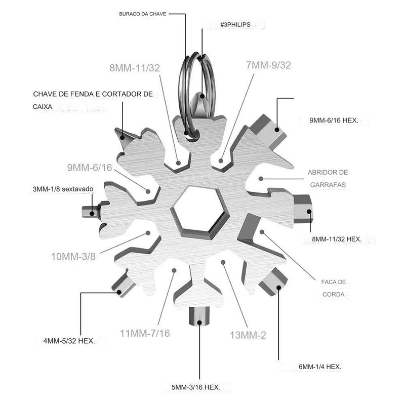 Chave Multifuncional Snowflake Pro 18 em 1