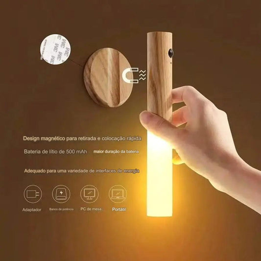 Luz Noturna com Sensor de Movimento e Ajuste de Cor – Recarregável e Portátil