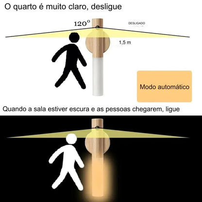 Luz Noturna com Sensor de Movimento e Ajuste de Cor – Recarregável e Portátil