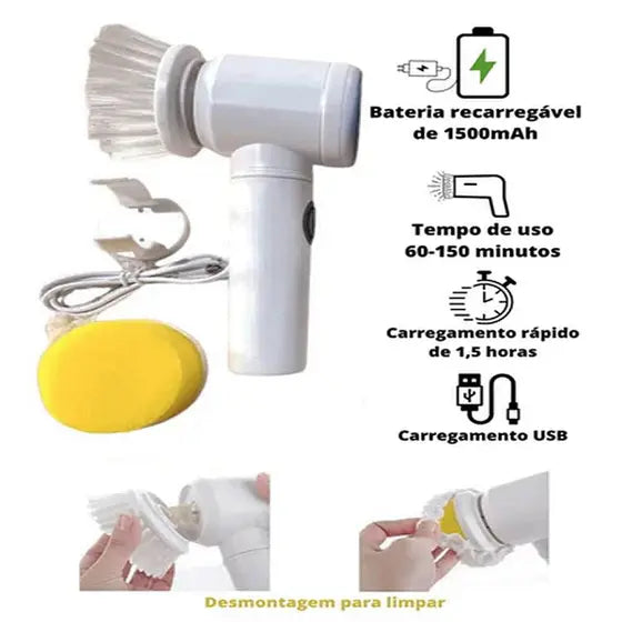 Escova Elétrica de Limpeza Sem Fio